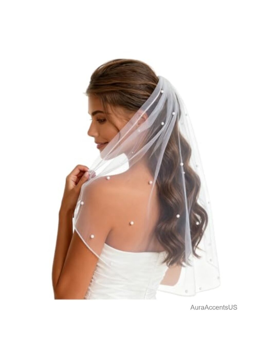 Bridal Veil Short Tulle Satin Edge Comb Ivory Wedding Bachelorette